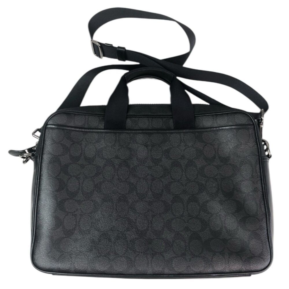 COACH Rider Briefcase Crossbody Bag Mens Signature Leather Laptop Office Travel - Picture 3 of 16